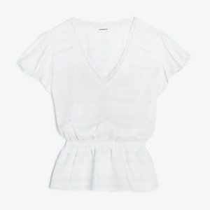 NEW Express Lace Trim V-Neck Peplum Top